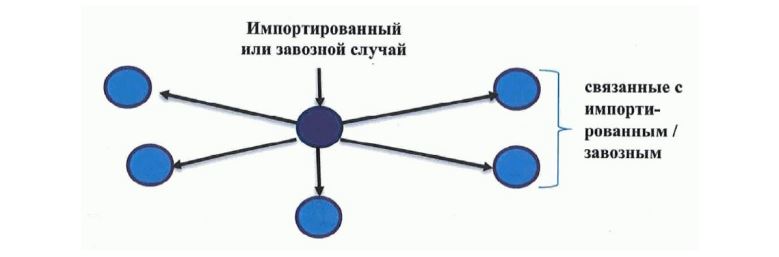 Схема вторичного распространения кори на уровне первого поколения воспроизводства инфекции